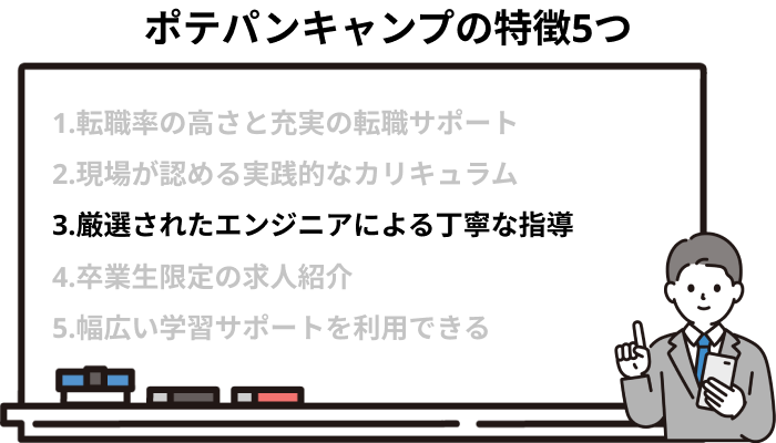 厳選された現役エンジニアによる丁寧な指導