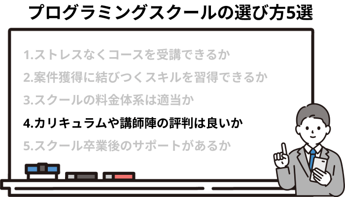 カリキュラムや講師陣の評判は良いか