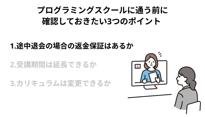 途中退会の場合の返金保証はあるか